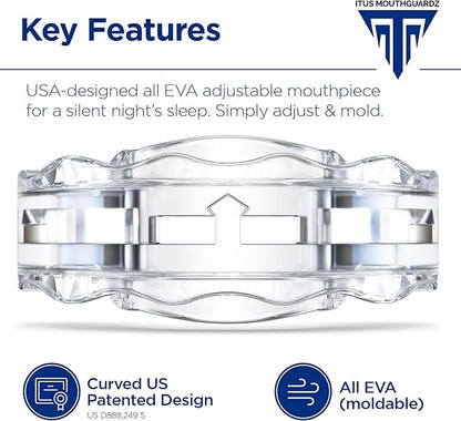 SilentZzz – USA-Designed & FDA-Cleared All EVA Anti Snoring Mouthguards (1+1 Backup) – Adjustable Anti Snore Mouthpieces with Patented Design for a Silent Night`s Sleep, Large Size