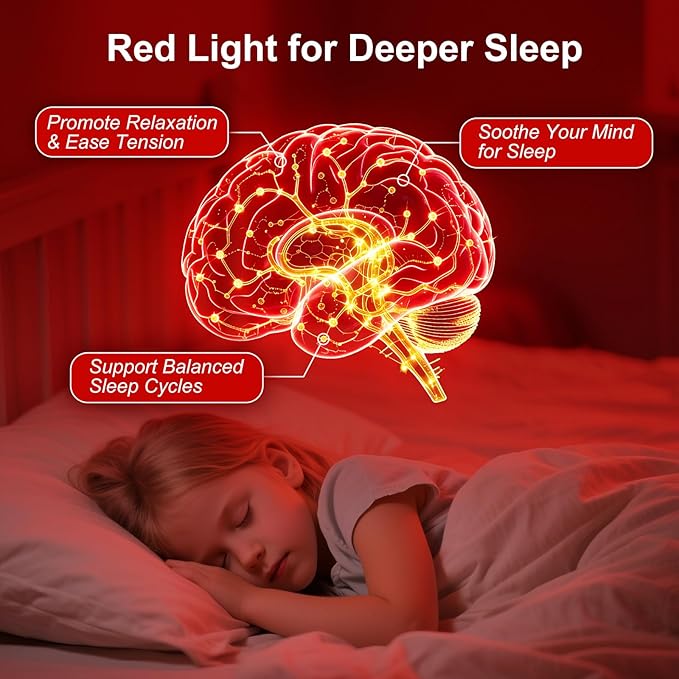Red Light Bulb, 670nm Deep Red Light Bulbs for Sleep Improvement & Relaxation, Blue Light Blocking Sleep Aid Lamp with 7W E26 Base for Bedroom, Meditation, Yoga, Travel