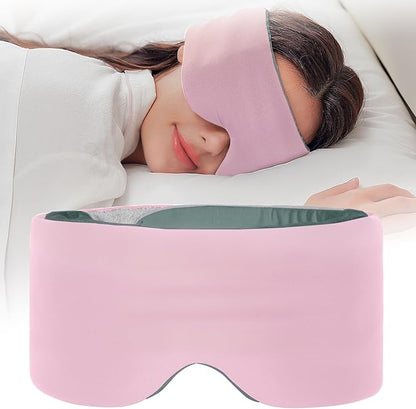 Sleep Mask, Eye Masks for Sleep, Dual-Side Blackout Eye Covers for Side Sleeper, No Velcro,Wide Strap,Adjustable Band,Pressure-Free,Wrapped Around, for Women/Men/Nap/Travel/Yoga - Pink