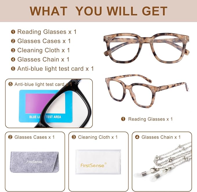 Reading Glasses for Men Women Blue Light Blocking with Spring Hinge, Blocking Readers Anti UV Ray Filter Eyeglasses, Square Computer Reader Glasses, Amber Tortoiseshell, +3.0