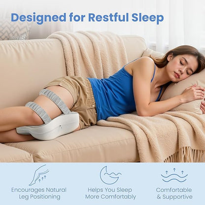 JINXIA Knee Pillow for Side Sleepers, Comfortable Memory Foam Leg Pillow for Side Sleeping, Pillow Sleeping Between Legs Aligns Spine, for Hip, Back & Sciatica Pain Relief, White and Gray