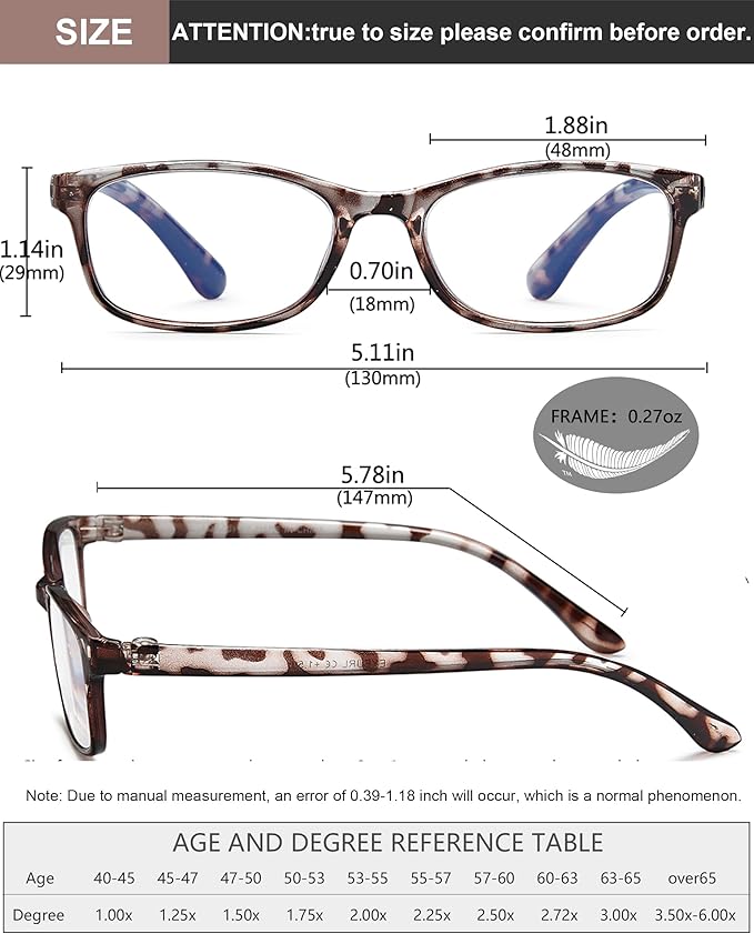 EYEURL Reading Glasses Womens Blue Light Blocking - 2 Pack Lightweight Computer Readers +1.75 Glare Blocking Ladies Eyeglass