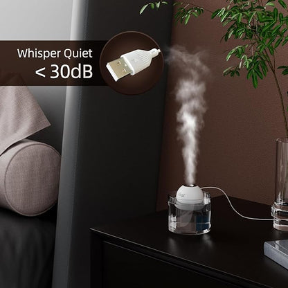 YKSI Mini Portable Humidifiers - Personal Desktop Humidifier for Travel Office Bedroom Plants with 8H Auto Shutoff, Easy to Fill and Clean, Quiet Cool Mist Humidifier with Storage Bag, Black