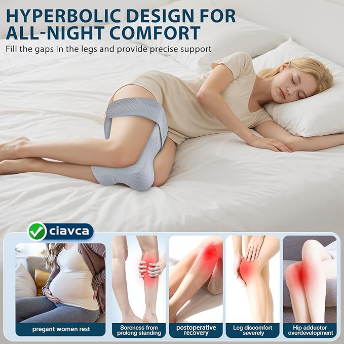 Knee Pillow for Side Sleepers Hip Pain Relief,Leg Pillow for Side Sleeping w/ Adjustable Strap,Sciatica Back Pain Relief,Pillow for Between Knees|leg While Sleeping,Knee Pillow Support Spine Alignment