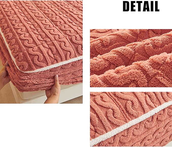 Queen Size Luxury Velvet Mattress Cover - Warm Thicken Mattress Protector with Elastic Band, Soft Fitted Sheet Deep Pocket 12In Topper - Bed Bedroom Sleep Comfort