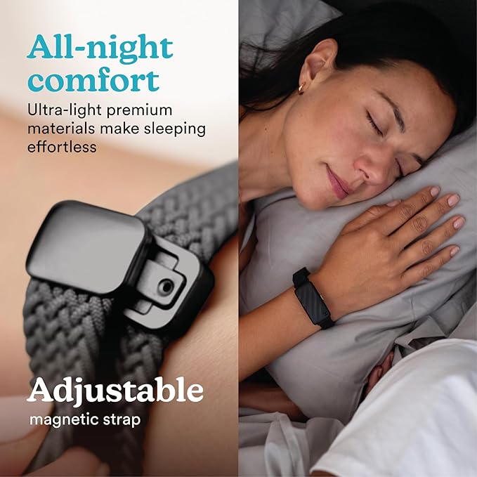 Homedics WakeBand Silent Vibrating Alarm Wristband, Ultra-Light Comfortable Design, 9 Vibration Patterns & 9 Intensities, Up to 6-Day Battery, iOS/Android App, Black