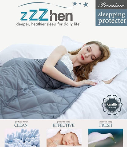 ZZZhen Weighted Blanket - High Breath - 60''80'' 20LBs - Quality Heavy Blankets - Sleeping for Adult, Durable Quilts Grey, 60''80'' 20LB