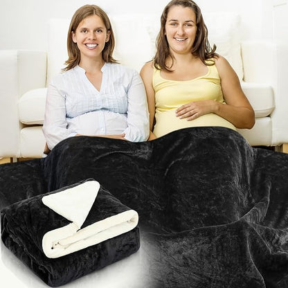 Preboun 61 x 51.18 Inch Large Faraday Blanket for Pregnant Babies, Emf Blanket Protection 5 G, Bluetooth, Phone Towers, Two Sides Using for Beds Couches Travel(Flannel, Black)