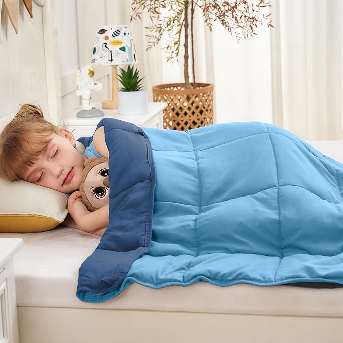 yescool Blue Weighted Blanket 5 Pounds Cooling Weighted Lap Blanket, Heavy Blankets for Sleeping, Weighted Throw Blanket Gift for 40-60lbs, 36"x48"