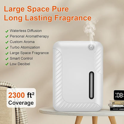 Waterless Essential Oil Diffuser for Large Rooms, 250mL Capacity Covers Up to 2300 Sq Ft, Programmable Timer, Quiet Aromatherapy Diffuser for Home, Office & Commercial Use
