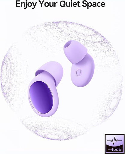 Ear Plugs for Sleeping 45dB Noise Cancelling Ear Plugs for Noise Reduction & Snoring, Concerts, Earplugs for Sleep,Sider Sleepers Airplane, Silicone Earplugs Reusable Concert Ear Plug+8Tip Violet