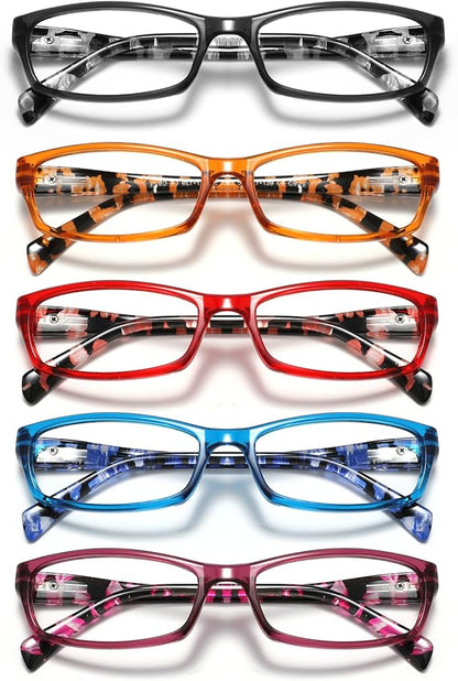 Reading Glasses for Women Men - 5 Pack Blue Light Blocking Spring Hinge Computer Readers Anti Glare UV Eyeglasses