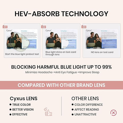 Cyxus Blue Light Glasses for Woman, Fashion Computer Glasses on Office Reduce Eye Strain Anti Migraine for Working Reading
