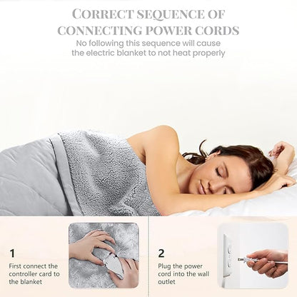 Thermee Micro Flannel Heated Blanket - Full Size, 10 Settings, Programmable, Rapid Heating, Luxuriously Soft - Slate Grey