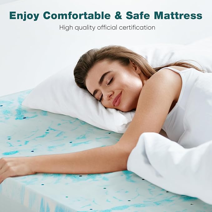 NEWBULIG Mattress Toppers Memory Foam Full, 4 Inch Thick Bed Topper Pad Cooling Gel Infused Soft Comfy Padding Breathable for Sleeper Sofa Couch RV Camper, CertiPUR-US Certified