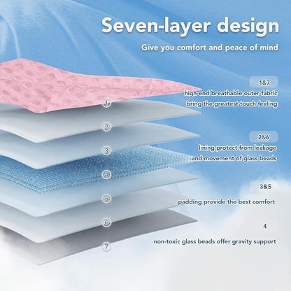 Topcee Weighted Blanket for Adults (12lbs 48"x72"), Minky Dots Heavy Blanket for 110-130lbs Sleeping, Soft, Cozy and Cooling Weighted Throw Blankets, Machine Washable, Pink