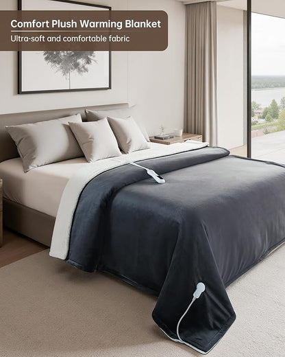 Electric Heated Blanket Twin Size, Washable Blanket Warmer for Home for Adults, Fast Heating Super Cozy Soft Flannel 62" x 84", 9 Heat Levels, 1-9H Auto-Off, ETL Certified, Slate Gray