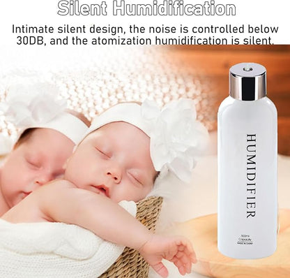 Milltrip Cool Mist Humidifier Portable Mini Humidifier, 300ml USB Water Bottle Humidifiers, Small Desktop Humidifiers for Bedroom Desk Car Travel Office Baby Home