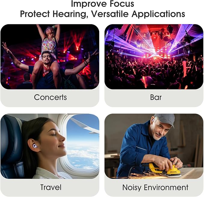 Ear Plugs for Sleeping Noise Cancelling, Reusable Silicone Ear Plugs for Noise Reduction, Soft Hearing Protection with 8 Ear Tips for Concerts, Work, Shooting, and Travel (Light Purple)