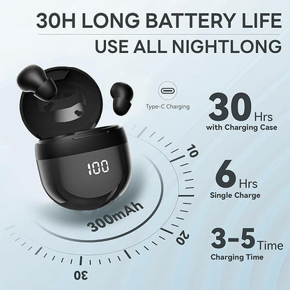 Mini Invisible Earbuds Wireless Bluetooth, Small Earbuds for Small Ears Canals, Tiny Discreet Sleep Headphones for Side Sleepers, Comfortable Noise Canceling Earphones for Work Gym, Black