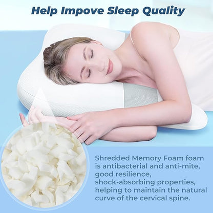 SAHEYER Side Sleeper Pillow for Shoulder Pain, U-Shaped Body Pillow for Adults, Contoured Support Shredded Memory Foam Pillow for Neck, Back, Arm Pain Relief with Removable Washable Cover (25.6 Inch