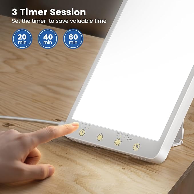 10000 Lux Light Therapy Lamp - Full Spectrum Therapy Light, 3 Color Temperature & Wall Mount, Portable Daylight Lamp for Home & Office, Memory Function & Touch Control (Wired Only).