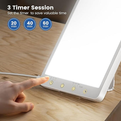 Light Therapy Lamp - 10000 Lux Therapy Light, 3 Color Temperature & Wall Mount with Memory Function, Touch Control Portable Therapy Lamp with Adjustable Brightness for Home & Office (Wired Only).