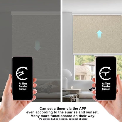 Motorized Blinds with Remote Cordless Automatic Motorized Shades Custom Blinds for Windows Smart Curtains Compatible with Alexa Google Home(Blackout Sweet Latte,W60 x H72in)