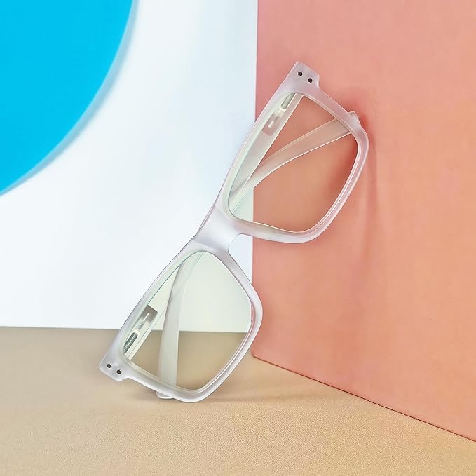 Eyekepper Oversized Reading Glasses Square Large Blue Light Readers for Men Women - Transparent +3.00