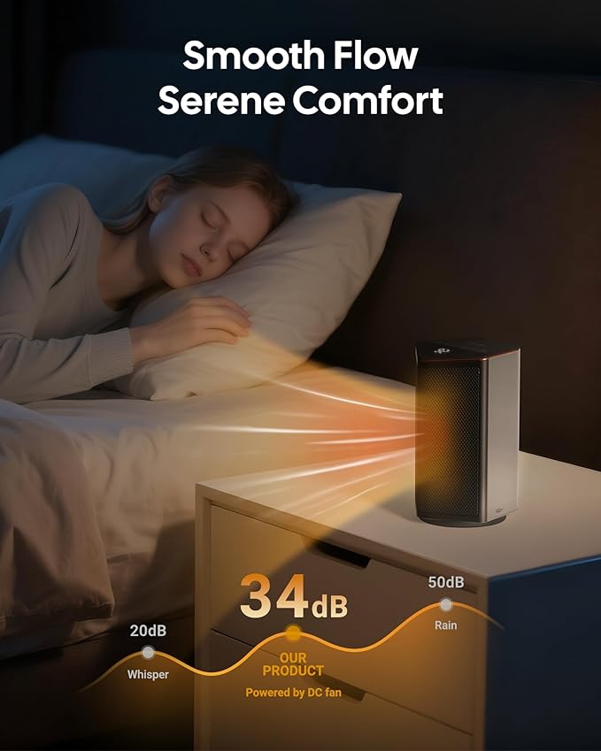 Space Heaters for Indoor Use, 1500W Portable Electric Heater with Thermostat, 70° Oscillation, 5 Modes, 12H Timer, White Small Room Heater for Office Bedroom Desk