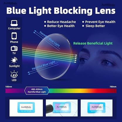 6-Pack Metal Reading Glasses Blue Light Blocking Spring Hinge Readers Lightweight Sturdy Comfortable