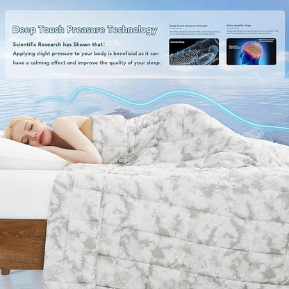 Topcee Weighted Blanket for Adults (15 lbs, 48" x 72") Twin Size Soft Cooling Heavy Blanket Sleeping, Apply to 130-160 lbs Body, Thick Breathable Blanket with Glass Bead, Easy Care