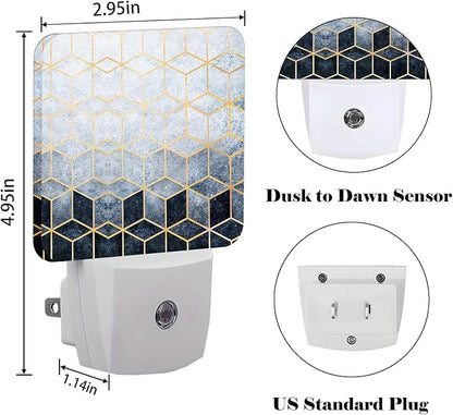 Black Grey Cubes Night Light,Plug-in Nightlights Auto Sensor Night Lamp Dusk-to-Dawn Lamp Home Decor for Nursery Children Girls Boys