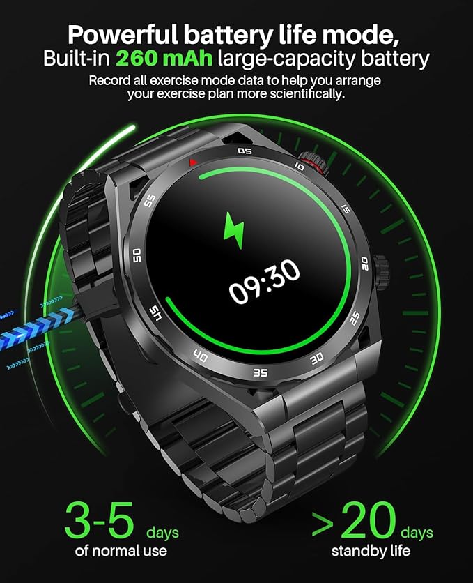 EarlySincere Smart Watch with Bluetooth Call,1.39" Smartwatches for Men Women, Fitness Watch with Blood Oxygen/HR/Sleep, IP67 Waterproof for Android iOS Black