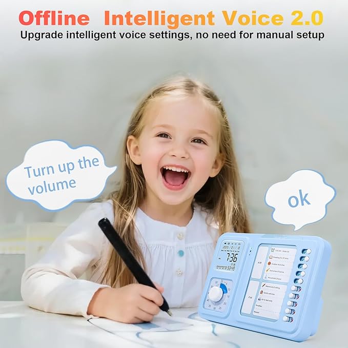 Eazy2hD Visual Timer for Kids and Adults, ADHD Tool for Kids with 60-Minute Countdown, Planning Board, Alarm Clock, Voice Command Task Timer for Chores, Classroom and Office Reminders, Visual Schedule