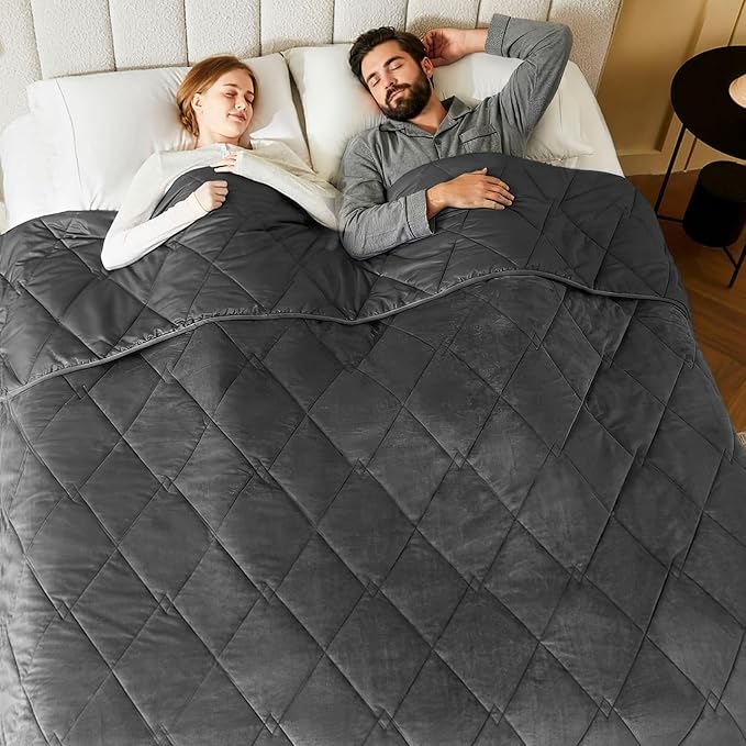 L'AGRATY Queen Size Weighted Blanket for Adults 15lbs, 60"x80" — Cooling Breathable Heavy Blanket with Glass Beads for Sleeping Perfect for Hot Sleepers & Couples Machine Washable All-Season Grey