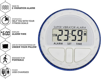 Coolfire Vibrating Alarm Clock - Silent Alarm Wristband Vibrating Alarm Watch. Silent Wrist Shock Alarm Clock. Vibration Alarm Bracelet Deep Sleeper & Vibrate Alarm (Black) (RED)