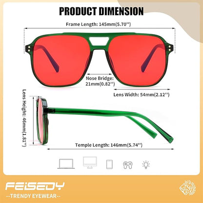 FEISEDY Sleep Blue Light Glasses for Woman Men 99.9% Computer Gaming Red Lens Eyeglasses Reduce Eyestrain G2835