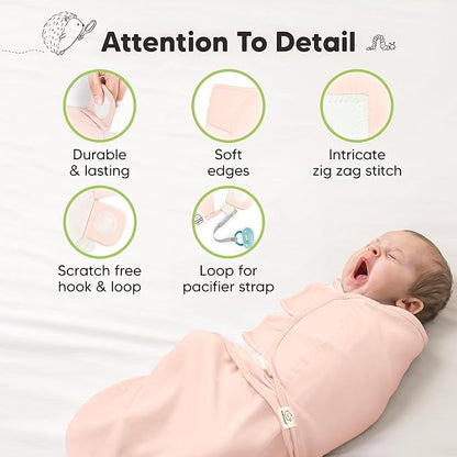 3-Pack Organic Baby Swaddle Sleep Sacks - Swaddles for Newborns, Infant 0-3 Months, Baby Girls, Boys, Soft & Snug Newborn Sleep Sack, Nursery Swaddling Blankets (Angelic, XS)