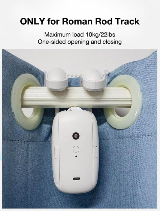 Automatic Curtain Opener, Electronic Curtain Opener, Smart Curtain Opener with APP/Voice Control Only for Roman Rod Tracks, Compatible with Alexa Google Home Timer Light & Temperature Sensor