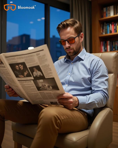 Bloomoak Orange Reading Blue Light Glasses,Computer Readers with Magnification,Relieve Eye Strain &Improve Sleep