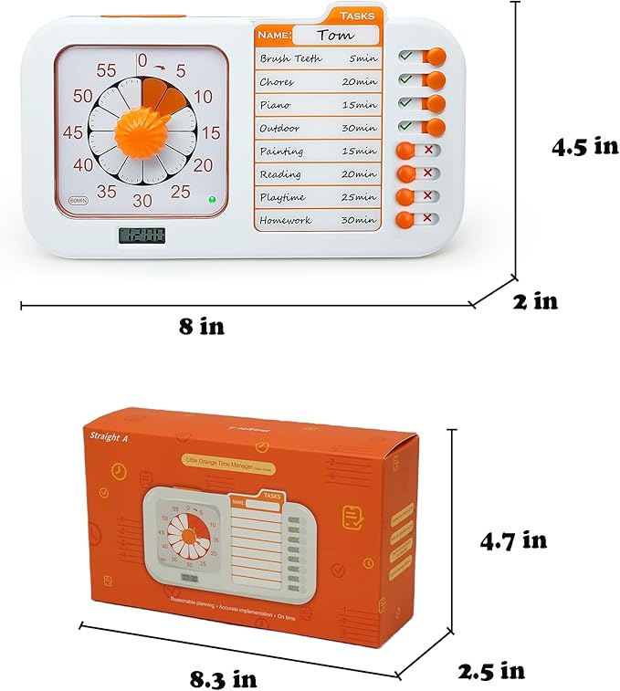 Task Timer, Timer for Kids, Students and Adults. with to-do List Card, Planning for Daily Chore, Schedules, School Classroom, Homework. Silent and Efficient Time Management Tool.