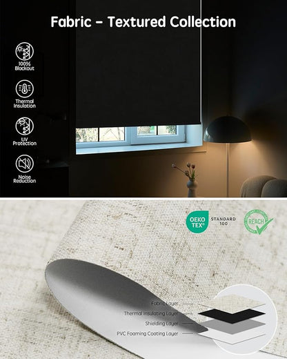 Yoolax Motorized Blinds with Remote, Blackout Smart Blinds for Windows Motorized Roller Shades, Automatic Window Shades Work with Alexa Custom Size (Blackout-Linen Beige)