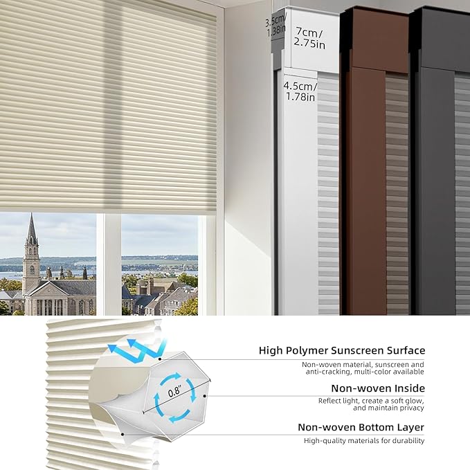 ZSTARR Motorized Skylight Shades Blackout Cellular Honeycomb Electric Blinds with Solar Panel Cordless Rechargeable with Remote for Roof and Slanted Windows Custom Size (LF Printed Wheat)
