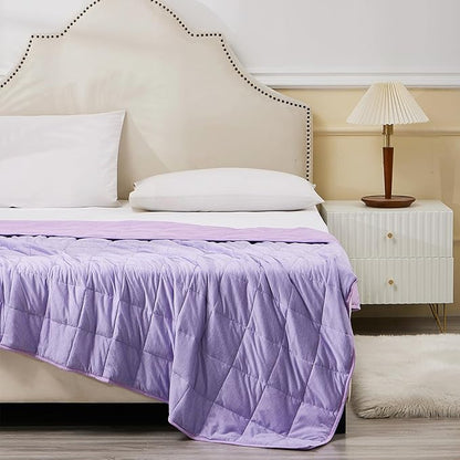 Weighted Blanket Twin Size 15bls, Cooling Blanket for Adult Hot Sleepers, Soft Bed Blanket Universal to All Seasons, 48''x72'' 15 LBS, Purple