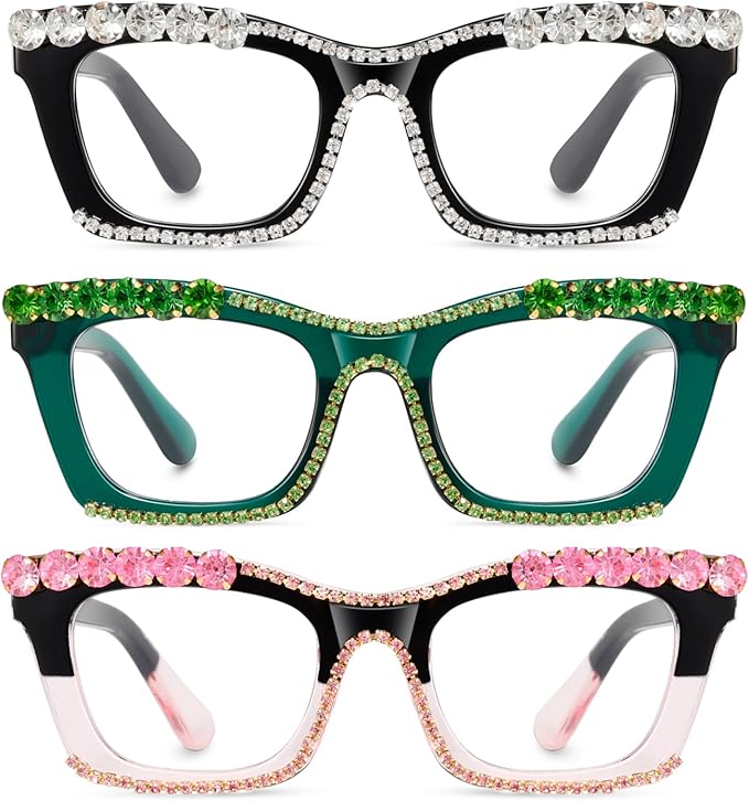 Hubeye Oprah Style Reading Glasses for Women Men Blue Light Blocking Computer Square Readers with Spring Hinge