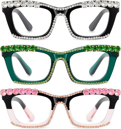 Hubeye Oprah Style Reading Glasses for Women Men Blue Light Blocking Computer Square Readers with Spring Hinge