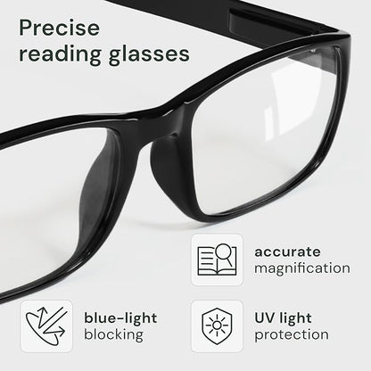 Gaoye Reading Glasses - Blue-Light Filter, UV Protection - Readers with Rectangle Frames