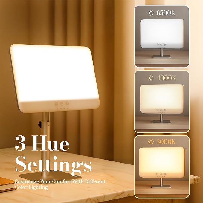 Inspired Living Co. 10000 Lux Light Lamp – UV-Free Daylight Lamp for Home, Office & Travel – Adjustable Brightness Daylight Lamp with Timer & Foldable Stand