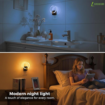 L LOHAS LED Night Lights Plug into Wall, Changing RGB Night Light with Dusk to Dawn Sensor, 180° Rotatable Acrylic Nightlight Plug in Wall for Halloween, Christmas, Holiday, Hallway[2 Pack]